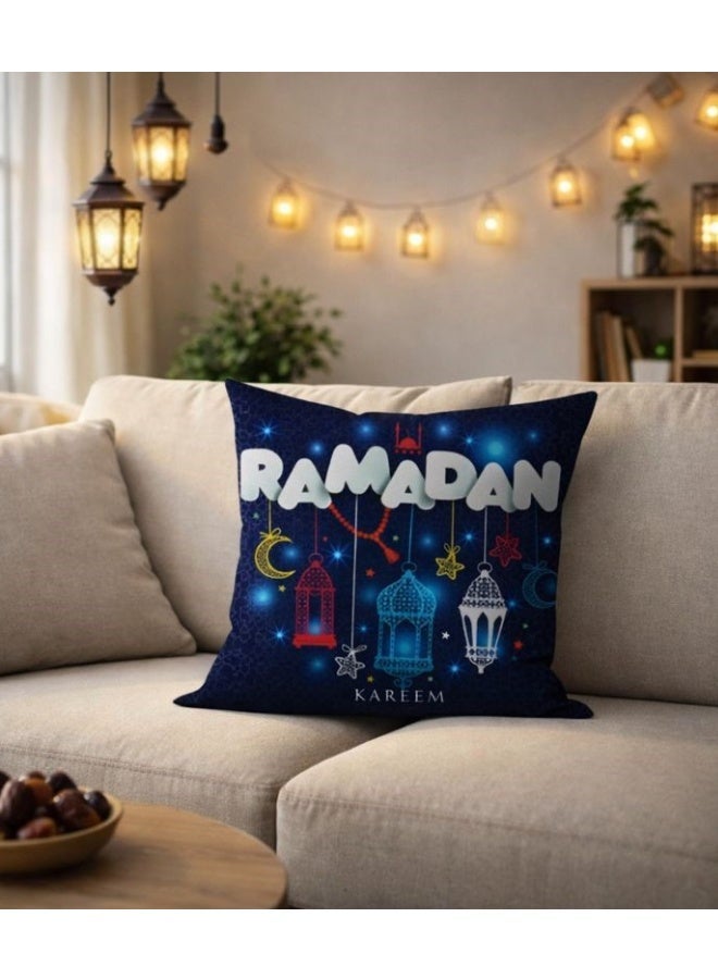 snooze Ramadan cushion cover dark blue 45*45 cm, pack of one - Image 1